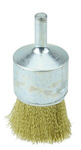 Weiler 10128 Crimped Wire Solid End Brushes, Brass, 1 In Dia X 0.005 In Wire, 20000 Rpm