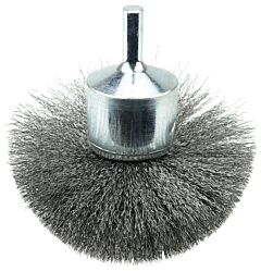 Weiler 10150 Stem-Mounted Circular Flared End Brush, Steel, 3 In X 0.006 In, 16,000 Rpm