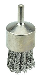 Weiler 10392 Nickel Plated End Brush, Stainless Steel, 1-1/8 In X 0.014 In, 22,000 Rpm