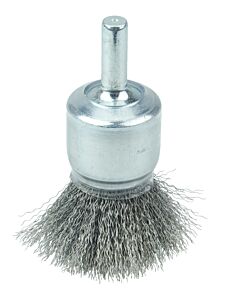 Weiler 11003 Coated Cup Crimped Wire End Brush, Steel, 22,000 Rpm, 3/4 In X 0.006 In
