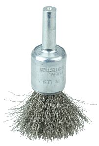 Weiler 11010 Coated Cup Crimped Wire End Brush, Stainless Steel, 25,000 Rpm, 1/2" X 0.006"