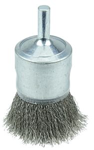 Weiler 11016 Coated Cup Crimped Wire End Brush, Stainless Steel, 1 In Dia X 0.006 In Wire, 22000 Rpm
