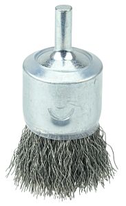 Weiler 11017 Coated Cup Crimped Wire End Brush, Stainless Steel, 22,000 Rpm, 1 In X 0.0104 In