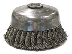 Weiler 12276 Single Row Heavy-Duty Knot Wire Cup Brush, 5 In Dia, 5/8-11 Unc, 0.023 Steel Wire