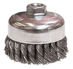 Weiler 12326 Single Row Heavy-Duty Knot Wire Cup Brush, 4 In Dia., 5/8-11 Unc, .035 Steel