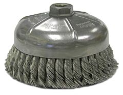 Weiler 12376 Single Row Heavy-Duty Knot Wire Cup Brush, 6 In Dia, 5/8-11 Unc, 0.023 Steel Wire