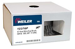 Weiler 12376P Single Row Heavy-Duty Knot Cup Brush, 6 In Dia., 5/8-11, .023 Steel, Display Pk
