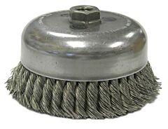 Weiler 12556 Heavy-Duty Knot Wire Cup Brush, 6 In Dia., 5/8-11 Unc Arbor, 1 3/8 X .023 Wire