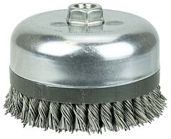 Weiler 12676 Extra Heavy Duty Knot Wire Cup Brush, 6 In Dia., 5/8-11 Unc Arbor, 0.023 Wire