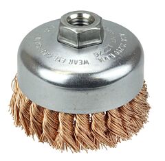 Weiler 12776 Single Row Heavy-Duty Knot Wire Cup Brush, 4 In Dia., 5/8-11 Unc, .02 In Bronze