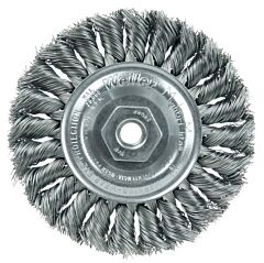 Weiler 13103 Standard Twist Knot Wire Wheel, 4 In D X 1/2 In W, .014 Steel, 3/8 In-24 Unf Nut