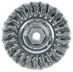 Weiler 13105 Standard Twist Knot Wire Wheel, 4 In D X 1/2 In W, .014 Steel, 1/2 In-13 Unc Nut