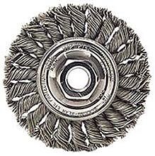 Weiler 13107 Standard Twist Knot Wire Wheel, 4 In D, .014 In Stainless Steel, M10 X 1.25 Nut
