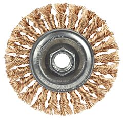 Weiler 13121 4" Standard Twist Knot Wire Wheel, .020" Bronze, 5/8"-11 Unc Nut