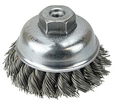 Weiler 13150 Single Row Heavy-Duty Knot Wire Cup Brush, 3 1/2 In Dia., M10 X 1.25, .023 Steel