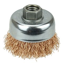 Weiler 13231 Crimped Wire Cup Brush, 3 In Dia., 5/8-11 Unc Arbor, Bronze Wire