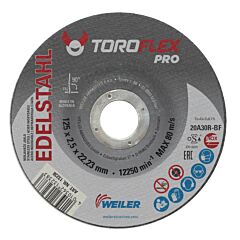 Weiler 13238 Roughneck® Stringer Bead Wheel, 4-1/2 In Dia X 3/16 In Face W X 5/8 In-11 Unc X 0.020 In, 15000 Rpm, 5 Ea/Ct