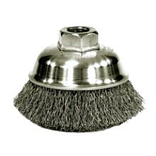 Weiler 13240P Crimped Wire Cup Brush, 3 In Dia., M10 X 1.25 Arbor, Steel Wire
