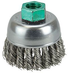 Weiler 13255 Single Row Heavy-Duty Knot Wire Cup Brush, 2-3/4 In Dia., M14 X 2, .02 Stainless