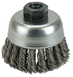 Weiler 13281 Single Row Heavy-Duty Knot Wire Cup Brush, 2 3/4 In Dia., M10 X 1.25, .02 Steel
