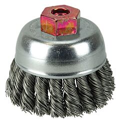 Weiler 13282 Single Row Heavy-Duty Knot Wire Cup Brush, 2 3/4 In Dia., M10 X 1.5, .02 Steel