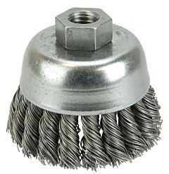 Weiler 13285 Single Row Heavy-Duty Knot Wire Cup Brush, 2 3/4 In Dia., 1/2-13 Unc, .02 Steel