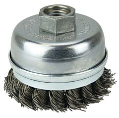 Weiler 13301 Extra Heavy Duty Knot Wire Cup Brush, 2 3/4 In Dia, 5/8-11 Unc Arbor, 0.20 Steel