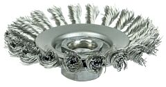 Weiler 13436 Knot Wire Bevel Wheel, 4 In D X 3/8 In W, .02 In Stainless Steel, 12,500 Rpm