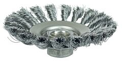 Weiler 13476 Knot Wire Bevel Wheel, 4-1/2 In Dia X 3/8 In W Face, 0.020 In Steel Wire, 12500 Rpm