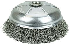 Weiler 14066 Crimped Wire Cup Brush, 6 In Dia., 5/8-11 Unc Arbor, .014 In Steel Wire