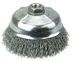 Weiler 14206 Crimped Wire Cup Brush, 5 In Dia., 5/8-11 Unc Arbor, .014 Steel Wire