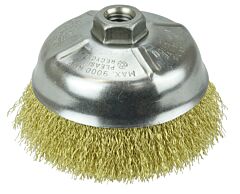 Weiler 14606 Crimped Wire Cup Brush, 5 In Dia., 5/8-11 Unc Arbor, Brass Wire