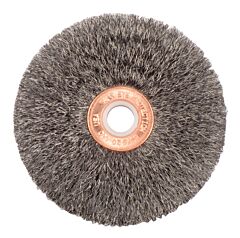 Weiler 16943 Copper Center™ Small Diameter Wire Wheel, 3 In Dia X 5/8 In W Face, 0.008 In Stainless Steel Wire, 20000 Rpm