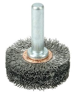 Weiler 17604 Stem-Mounted Wide Conflex Brush, 1-1/2 In Dia X 1/2 In W Face, 0.0118 In Steel Wire, 20000 Rpm