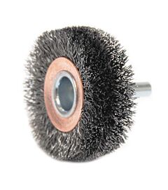 Weiler 17619 Stem-Mounted Wide Conflex Brush, 2 In D X 3/4 In W, .0118 In Steel, 20,000 Rpm
