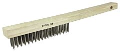 Weiler 25202 Economy Scratch Brushes, 4 X 18 Rows, Wire, Curved Hardwood Handle