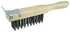 Weiler 25211 Heavy-Duty Scratch Brush/Scraper 11-1/2 In, 4X11 Rows, Steel Wire Bristle, Straight Wood