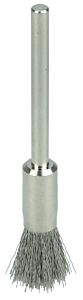 Weiler 26108 Miniature Stem-Mounted End Brush, Stainless Steel, 1/4 In Dia 0.005 In Wire , 37000 Rpm