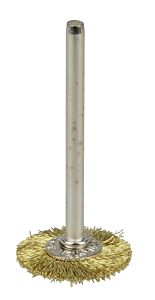Weiler 26144 Miniature Stem-Mounted Wheel Brush, 3/4 In Dia., 0.005 In Brass Wire, 37,000 Rpm