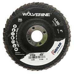 Weiler 31338 4" Vortec Pro Abrasive Flap Disc, Angled, Phenolic Back