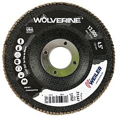 Weiler 31347 Vortec Pro® Abrasive Flap Disc, Zirconium, 4-1/2 In Dia, 120 Grit, 7/8 Arbor, 13000 Rpm