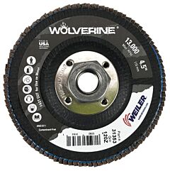 Weiler 31353 Vortec Pro® Abrasive Flap Disc, 4-1/2 In Dia, 120 Grit, 5/8 In-11, 13000 Rpm, Type 29