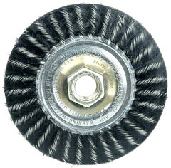 Weiler 35800 Polyflex® Stringer Bead Twist Knot Wheel, 4 D X 3/16 W, .02 Steel, 20,000 Rpm