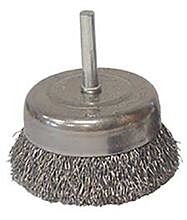 Weiler 36030 Vortec Pro Stem Mounted Crimped Wire Cup Brush, 3 In Dia., .014 Wire, Display Pk