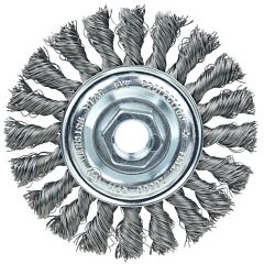 Weiler 36212 Vortec Pro Knot Wire Wheel, 4 In Dia, .014 In Carbon Steel Wire, 5/8-11 Arbor