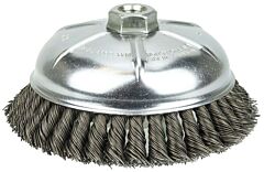 Weiler 36245 Vortec Pro Knot Wire Cup Brush, 6 In Dia., 5/8-11 Arbor, .025 In Carbon Steel