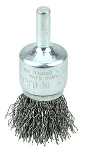 Weiler 36246 Vortec Pro Stem Mtd Crimped Wire End Brushes, Carbon, 3/4 In Dia, .014 Wire