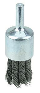 Weiler 36250 Vortec Pro Stem Mtd Knot Wire End Brushes, Carbon, 3/4 In Dia, .02, Wire