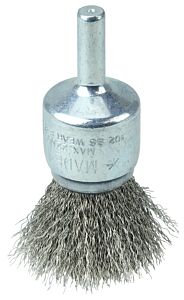 Weiler 36283 Vortec Pro Stem Mounted Crimped Wire End Brushes, Ss, 3/4In, .006 Wire, 22000Rpm