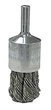 Weiler 36287 Vortec Pro Stem Mtd Knot Wire End Brushes, Stainless, 3/4 In Dia, .014 Wire